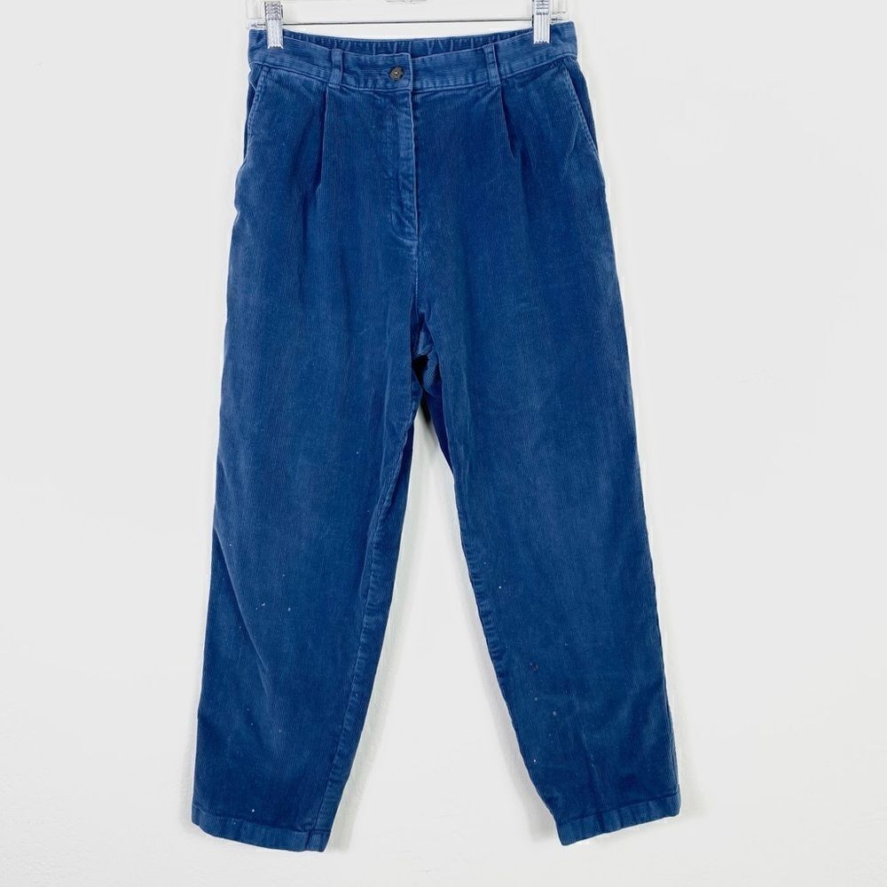 (8 Petite) Vintage LL Bean Blue Corduroy High Waisted Mom Pants